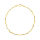 Two Tone Bar and Bead Bracelet in 14K Gold (1.70 mm) thumbnail 2