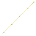 14K two-tone gold bracelet with polished cube links