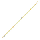 14K two-tone gold bracelet with polished cube links thumbnail 1