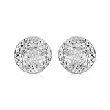 Sterling silver 925 large textured open circle statement earrings thumbnail 1