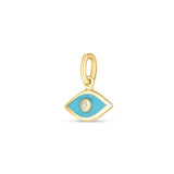 14k Yellow Gold Mini Blue Enamel Evil Eye Charm thumbnail 2