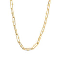 14K yellow gold high polish elongated paperclip link necklace chain