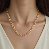 14k Yellow Gold High Polish Elongated Paperclip Jax Link Necklace thumbnail 3