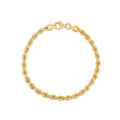 14K yellow gold rope chain bracelet, 3.70 mm width