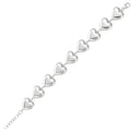 925 sterling silver rhodium plated bracelet with puffed heart shape links