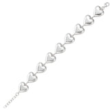 Sterling Silver Rhodium Plated Puffed Hearts Bracelet thumbnail 1