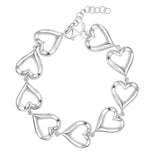 Sterling Silver Rhodium Plated Puffed Hearts Bracelet thumbnail 3
