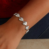 Sterling Silver Rhodium Plated Puffed Hearts Bracelet thumbnail 4