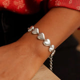 Sterling Silver Rhodium Plated Puffed Hearts Bracelet thumbnail 5