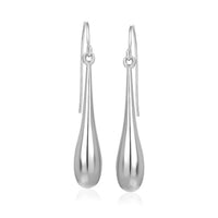 14k White Gold Long Polished Teardrop Dangling Earrings