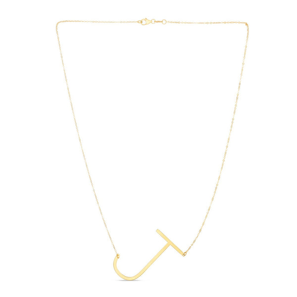 14K Yellow Gold Yours Truly Large Initial J Necklace