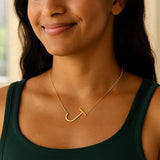 14K Yellow Gold Yours Truly Large Initial J Necklace thumbnail 3