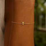 14K Yellow Gold Mini Initial T Bracelet thumbnail 6