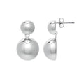 925 rhodium plated sterling silver puffed round double button drop earrings