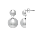 925 rhodium plated sterling silver puffed round double button drop earrings thumbnail 1