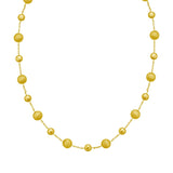 14K yellow gold pebble necklace with polished and satin finish links thumbnail 1