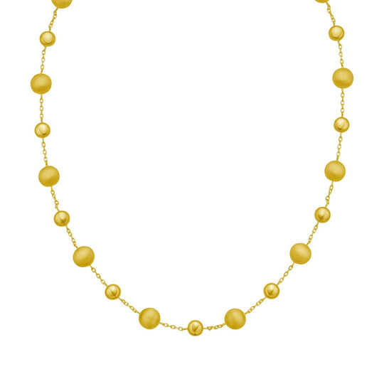 14K yellow gold pebble necklace with polished and satin finish links