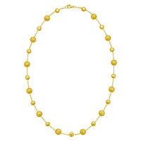 14K Yellow Gold Polished and Satin Pebble Necklace