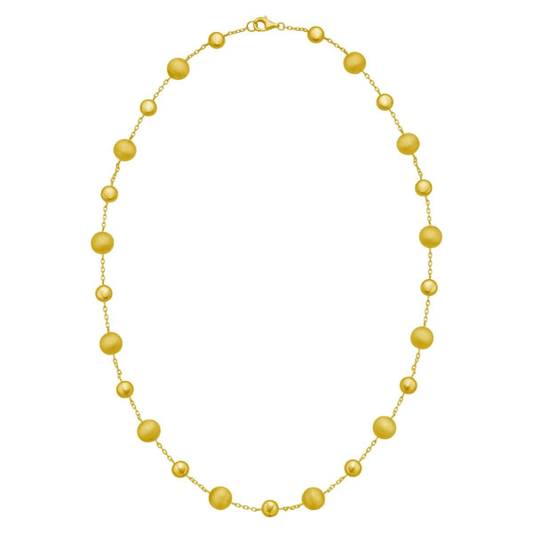 14K Yellow Gold Polished and Satin Pebble Necklace
