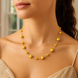 14K Yellow Gold Polished and Satin Pebble Necklace thumbnail 3