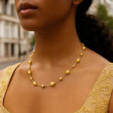14K Yellow Gold Polished and Satin Pebble Necklace thumbnail 4