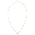14K yellow gold necklace with 1 emerald-cut blue topaz stone