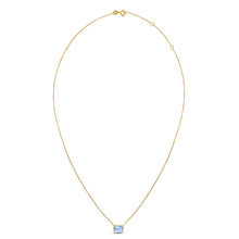 14K Yellow Gold Emerald Cut Blue Topaz Necklace