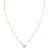 14K Yellow Gold Emerald Cut Blue Topaz Necklace thumbnail 2