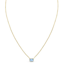 14K Yellow Gold Emerald Cut Blue Topaz Necklace