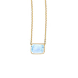 14K Yellow Gold Emerald Cut Blue Topaz Necklace thumbnail 3