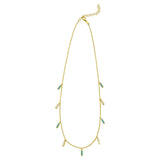 14K Yellow Gold Turquoise And MOP Inlay Station Necklace thumbnail 2