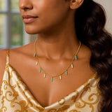 14K Yellow Gold Turquoise And MOP Inlay Station Necklace thumbnail 4