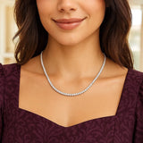 Sterling Silver Rhodium Plated CZ Tennis Necklace thumbnail 4