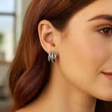 Sterling Silver Triple Row Strand Hoop Earrings thumbnail 4