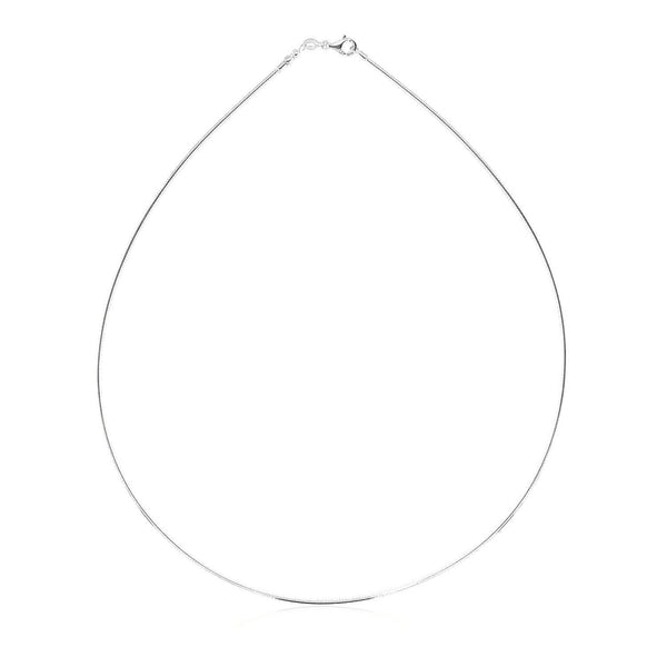 Sterling Silver Round Omega Style Chain Necklace with Rhodium Plating (1.55mm)