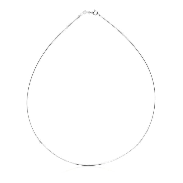 Sterling Silver Round Omega Style Chain Necklace with Rhodium Plating (1.55mm)
