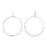 925 sterling silver textured circle dangle earrings with hammered finish thumbnail 1