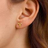 14K Yellow Gold Aries Stud Earrings thumbnail 3