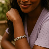 Sterling Silver Rhodium Plated Oval Link Bracelet thumbnail 3