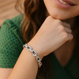 Sterling Silver Rhodium Plated Oval Link Bracelet thumbnail 4