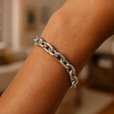 Sterling Silver Rhodium Plated Oval Link Bracelet thumbnail 5