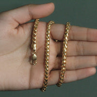 14k Yellow Solid Gold Diamond Cut Round Franco Chain (4.60 mm)