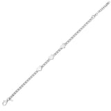 Sterling Silver Rhodium Plated Heart Chain Bracelet thumbnail 1