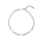 Sterling Silver Rhodium Plated Heart Chain Bracelet thumbnail 2