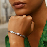 Sterling Silver Rhodium Plated Heart Chain Bracelet thumbnail 4