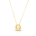 14K yellow gold block letter initial Q pendant necklace