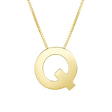 14K Yellow Gold Yours Truly Block Letter Initial Q Necklace thumbnail 2