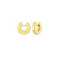 14K yellow gold thick post hoop earrings with polished rounded tubing