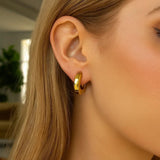 14K Yellow Gold Thick Post Hoop Earrings thumbnail 2