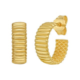 14K yellow gold tubogas C hoop earrings with polished seamless coil profile thumbnail 1